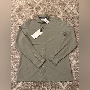 Men's Size Small Ike Behar Knit Long Sleeve Button Up Dress Shirt Beige NEW NWT